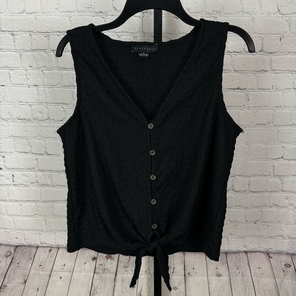 Sanctuary Tied To You Knit Tank Black Button Down Size Medium - Picture 1 of 6
